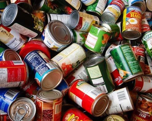 Image of canned food in a pile