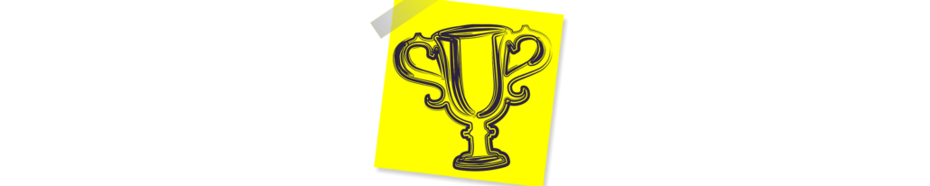 Drawing of a trophy on a post-it note