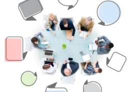 Group of Business People Meeting with Speech Bubbles