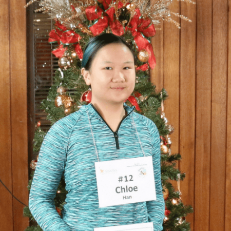Visions Student, Chloe H., winner of the Spelling Bee