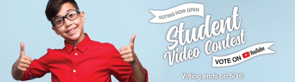 Banner announcing voting on Visions Video Contest Open