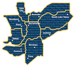 A map of all counties serviced by Visions In Education