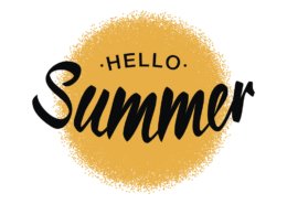 Black Vector Lettering Hello Summer with yellow sun