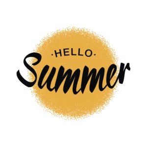 Black Vector Lettering Hello Summer with yellow sun