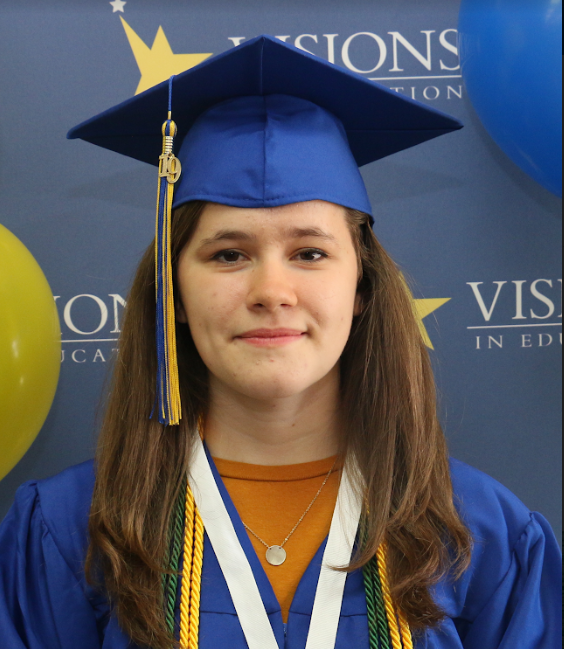 Female grad in cap and gown