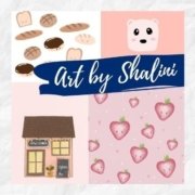 Student Spotlight graphic with online high school student's artwork of bread, donuts, strawberries and anime characters