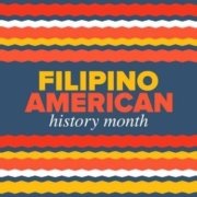 Filipino American History Month. Happy holiday celebrate annual in October. Philippines and United States flag. Culture month. Patriotic design. Poster, card, banner, template. Vector illustration