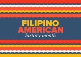 Filipino American History Month. Happy holiday celebrate annual in October. Philippines and United States flag. Culture month. Patriotic design. Poster, card, banner, template. Vector illustration