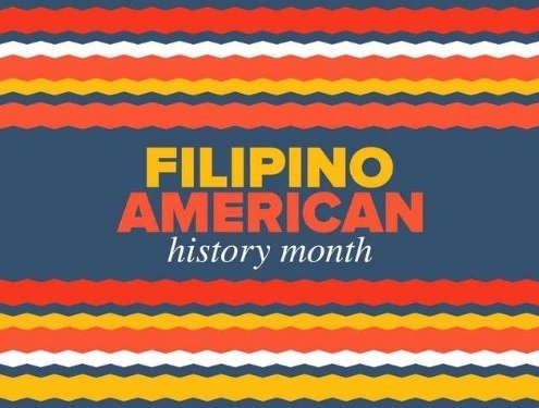 Filipino American History Month. Happy holiday celebrate annual in October. Philippines and United States flag. Culture month. Patriotic design. Poster, card, banner, template. Vector illustration