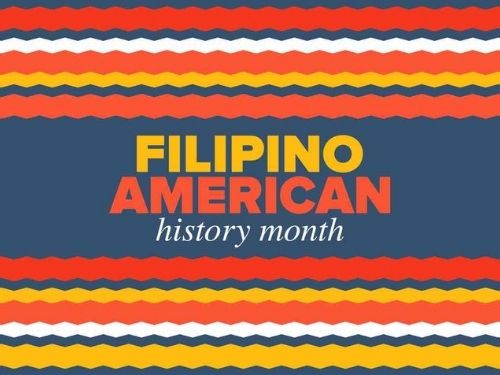 Filipino American History Month. Happy holiday celebrate annual in October. Philippines and United States flag. Culture month. Patriotic design. Poster, card, banner, template. Vector illustration