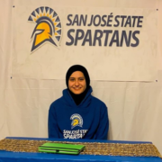 Danna Restom, online university prep student, smiles while celebrating her appointment to the San Jose State Spartans soccer team