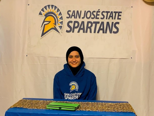 Danna Restom, online university prep student, smiles while celebrating her appointment to the San Jose State Spartans soccer team