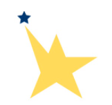 Visions In Education online high school and home school star logo. Large yellow logo with small blue logo.