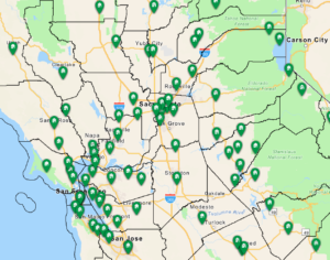 Map of social services offices in Northern CA