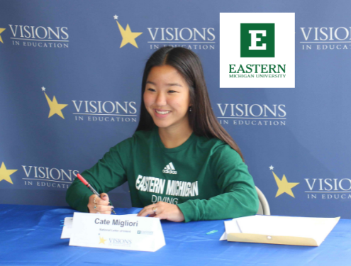 Home School senior Cate Migliori signs National Letter of Intent to dive at Eastern Michigan University