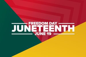 Juneteenth. Freedom Day. June 19. Holiday concept. Template for background, banner, card, poster with text inscription. Vector EPS10 illustration