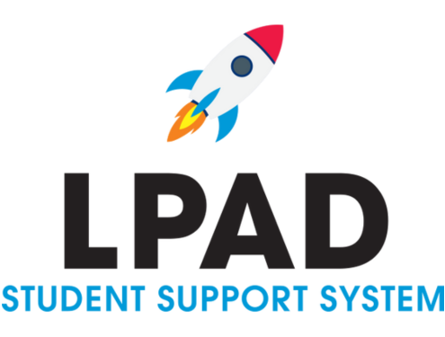 Rocket logo with LPAD underneath in black letters then Student Support System underneath that in blue letters