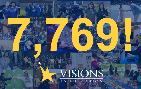 Collage of Visions Students with 7,769 in yellow text in front