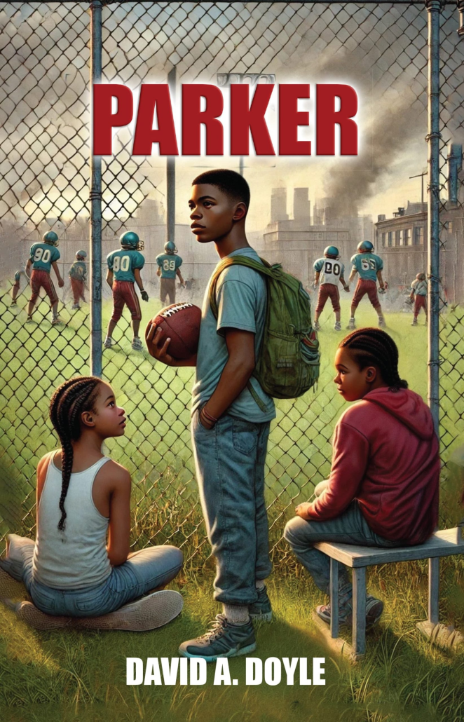 The official cover of David's debut novel, Parker.