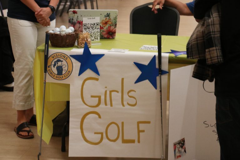 Girls Golf Club sign at Club Rush 2025