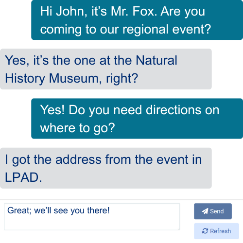 Screenshot of LPAD messages