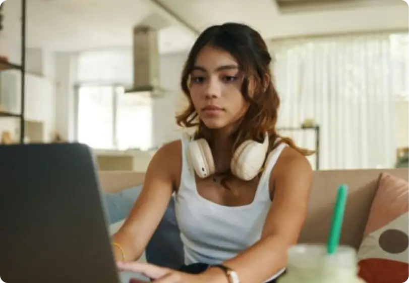 Student working on a laptop