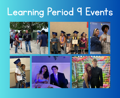 A collage of images from different Visions events with the text "Learning Period 9 Events" at the top on a blue background.