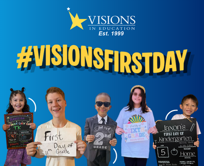 A collage of Visions students from their #VisionsFirstDay photos.