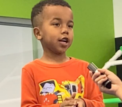 Armoni giving a speech at his local gym, KidStrong! "Armoni is always ready to give some words of wisdom."  - LeiLoni