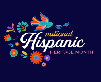 Hispanic heritage month. Vector web banner, poster, card for social media, networks. Greeting with national Hispanic heritage month text, flowers on floral pattern background. Vector illustration