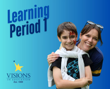 Visions In Education offers multiple in-person events for all grades throughout our service area. This is an image of a student and his teacher to recap our first learning period events.