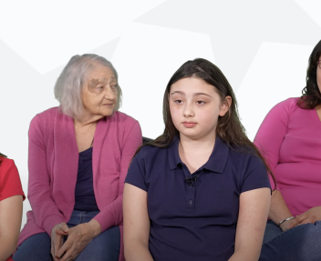 Family photo with grandmother, mother, and two daughters