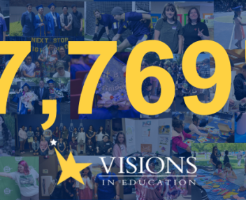 Collage of Visions Students with 7,769 in yellow text in front
